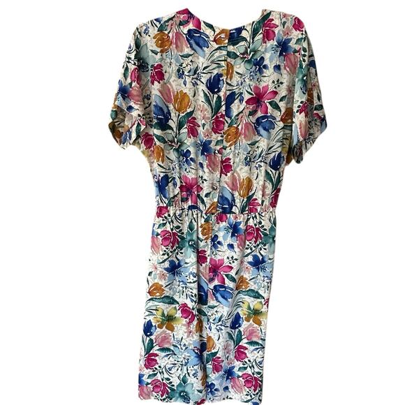 VTG Maggy London by Kenneth Nolan Silk Wrap Dress Size 12 Floral Multicolor - Picture 4 of 6